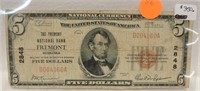 1929 5$ CURRENCY NOTE-BROWN SEAL FREMONT NEBR