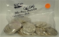 29 100 PESO SILVER MEXICAN COINS