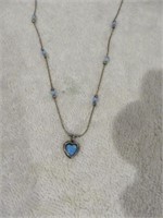 BEAUTIFUL STERLING NECKLACE WITH SMALL BLUE OPAL
