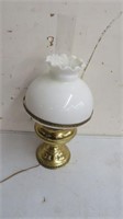 BRASS CONVERTED ELECTRIC PARLOR LAMP 22"T