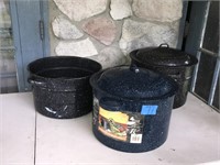 3 Large Graniteware Pots/Canners