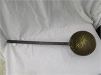 ANTIQUE PRIMITIVE IRON AND BRASS DIPPER 25.5"