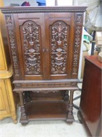 HIGHLY CARVED COURT CUPBOARD STYLE MEDIA