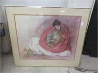 FRAMED R.C. GORMAN PRINT 1977 - DOUBLE SIGNED