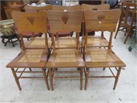 6PC ANTIQUE PRIMITIVE CANE SEAT DINING CHAIRS