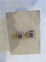 GREAT STERLING SILVER AND DIAMOND EARRINGS