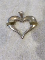 HEAVY STERLING SILVER MEXICO HEART PENDANT