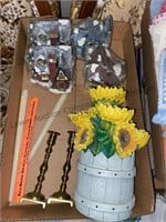 Brass candle sticks, cottage candles & decor