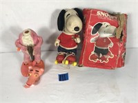 Pink Panther Wind up Toy & Snoopy Roller Skater