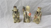 3PC CARVED ORIENTAL FIGURES 3"T