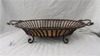 FOOTED METAL TRAY WITH HANDLES 4.5" X 21"