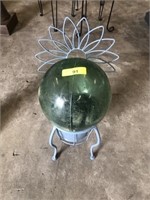 GAZING BALL AND MINI WROUGHT IRON CHAIR