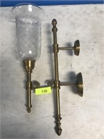 BRASS AND GLASS WALL SCONCE