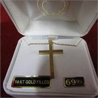 Gold filled cross & chain original box.