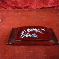 Mother of pearl inlay wood jewelry box.