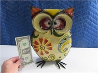 Metal Handpainted Bright OWL Figure Decor 11"