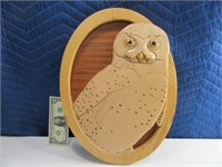 Unique 16x12 HandCarved Wooden Wall Owl Art Decor