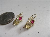 14kt Gold ReddishStone Bling Earrings Jewelry