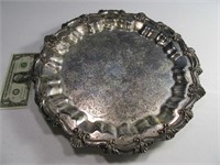 Vintage 16" Heavy SilverLook Footed Platter Round