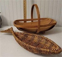 Wooden gathering basket and fish basket