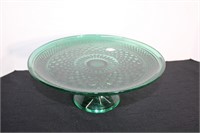 Green Glass Cake Plate 12" Dia.