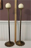 Pr tall brass candlesticks