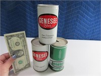 (3) GENESEE Beer Flat Top Cans Steel different