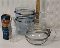 Pyrex coffee pot, boiler, & baby bottle