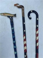 3 painted canes - 2
Patriotic, 1 fish