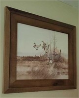 Duck print in barn board frame
