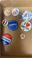 Local Political and Advertising Buttons (9)
