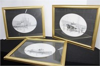 12½" x 15½" Framed Fishing Boat Art Prints (3)