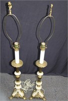 Pair Florentine Table Lamps 42"H to Finial