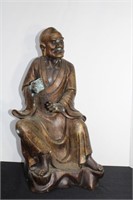 Bronze 24"H Asian Seated Male Figure