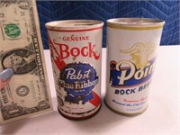 (2) BOCK BEER Steel Flat Top Cans Pabst & Point