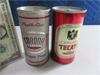 Early CORONA & TECATE Steel Flat Top Beer Cans