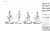 beiyoule Set of 4 Porcelain Ceramic Yoga Pose