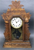 23" Oak Case Kitchen Clock w/ Pendulum and Key