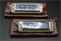 TWO Vintage Wm. Kratt Co. Chromatic Harmonicas