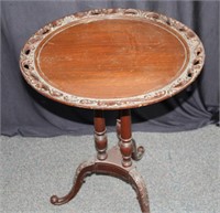 26"H Carved Wooden Accent Table 21" Top