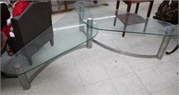 Modern Glass & Chrome Coffee Table 18"H