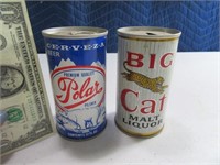 (2) POLAR & BIG CAT BEER Steel Flat Top Cans