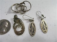 (3) vtg Sterling .925 Jewerly Earrings Pin Ring