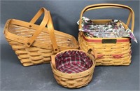 3 Longaberger Baskets, All Nice 1991, 1995 and