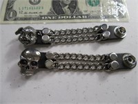 (2) Harley~Cycle Cuff Buttons HOG & SKULL metal