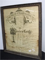 Vintage Confirmation Certificate 17" x 16" Framed