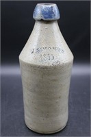 Antique Gray Stoneware J. Simonds Beer Bottle