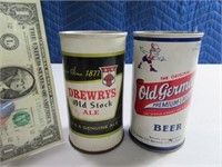 (2) DREWRYS & OLD GERMAN Steel Flat Top Beer Cans