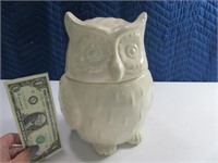 Owl White Cookie Pottery Jar 10" THRESHOLD