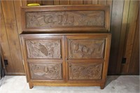 Large Vintage Carved Wooden Secretary Cabinet